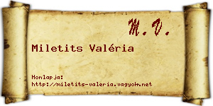 Miletits Valéria névjegykártya